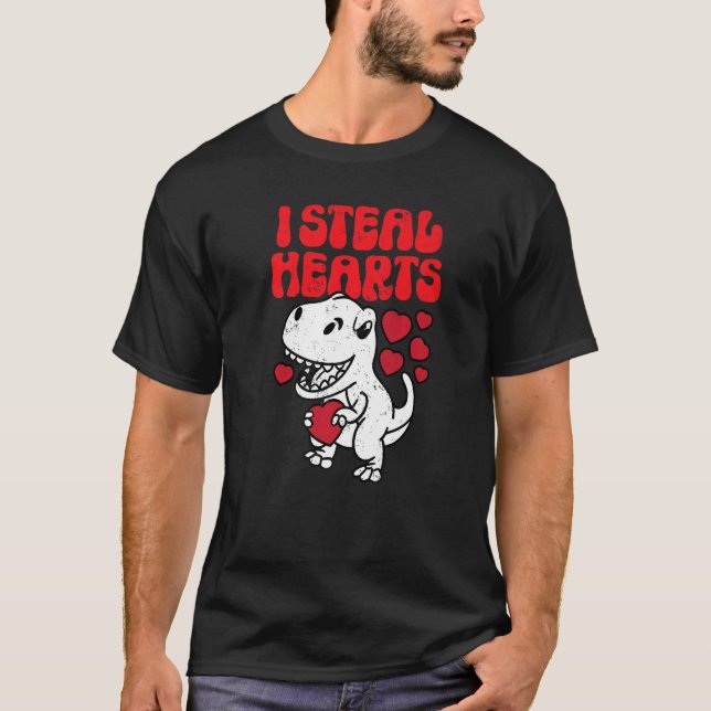 T-shirt I Steal Hearts Valentines Day Trex Dinosaur For Fa (Devant)