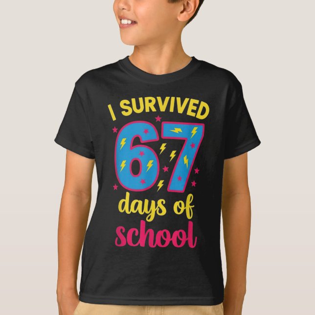 T-shirt I Survived 67 Days Of School 100 Days Brainrot Six (Devant)