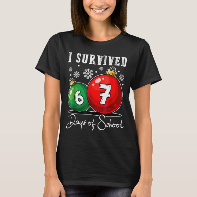 T-shirt I Survived 67 Days Of School Christmas Candy Cane  (Devant)