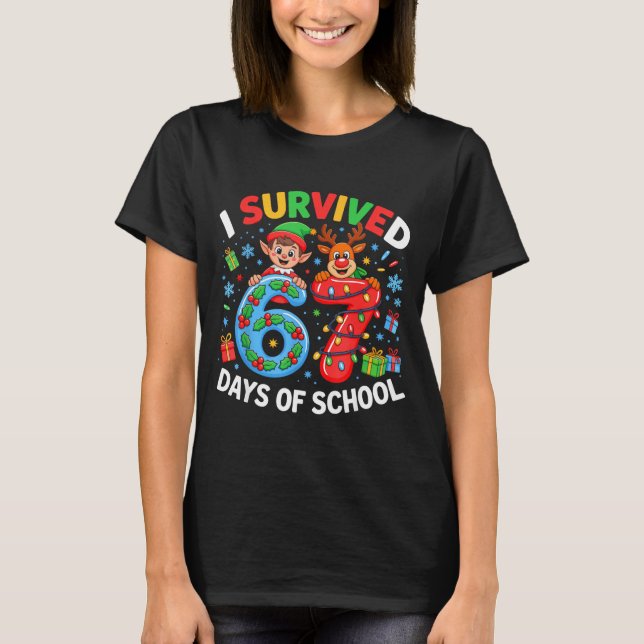 T-shirt I Survived 67 Days Of School Christmas Candy Cane  (Devant)