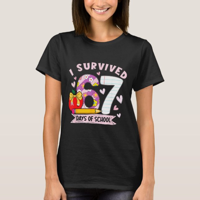 T-shirt I Survived 67 Days Of School Funny Leopard Student (Devant)
