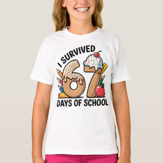 T-shirt I Survived 67 Days of School Ice Cream Waffl