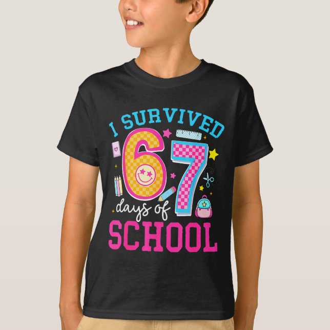 T-shirt I Survived 67 Days Of School Meme Six Seven Teache (Devant)