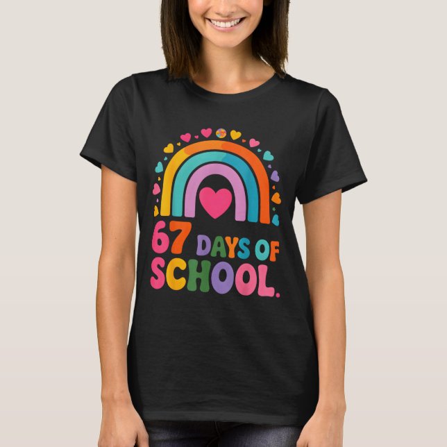 T-shirt I Survived 67 Days Of School Tie Die Rainbow Lover (Devant)