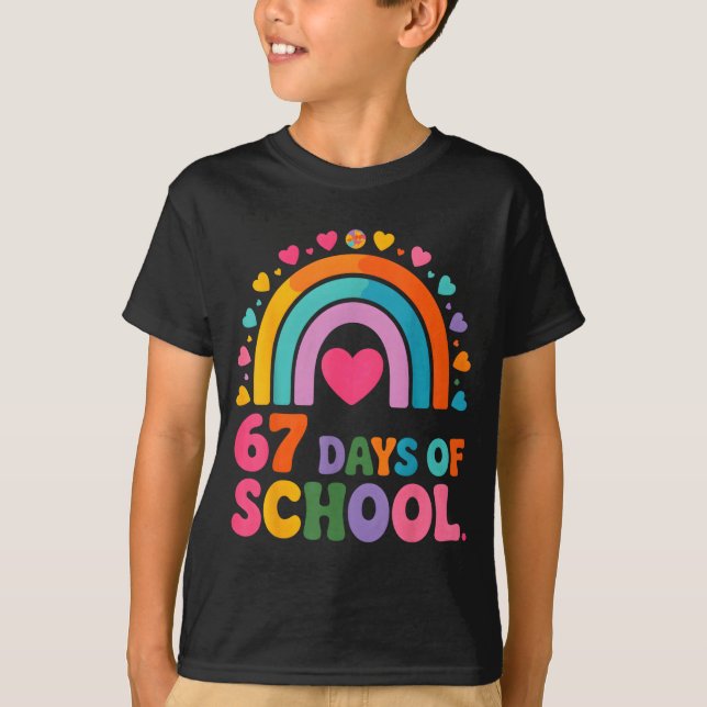 T-shirt I Survived 67 Days Of School Tie Die Rainbow Lover (Devant)