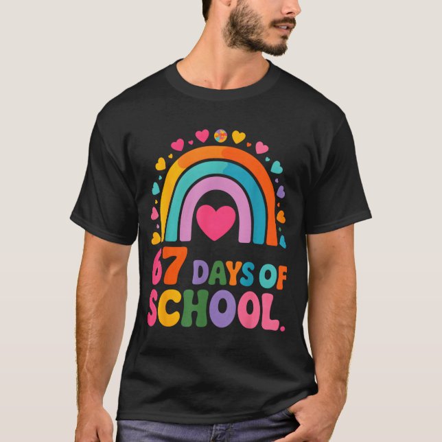 T-shirt I Survived 67 Days Of School Tie Die Rainbow Lover (Devant)