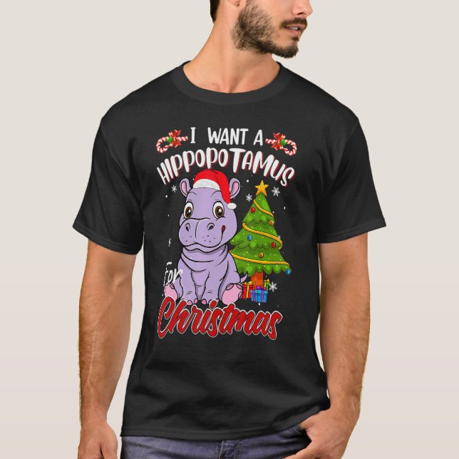 T-shirt I Want A Hippopotamus For Christmas  Hippo Pajamas (Devant)