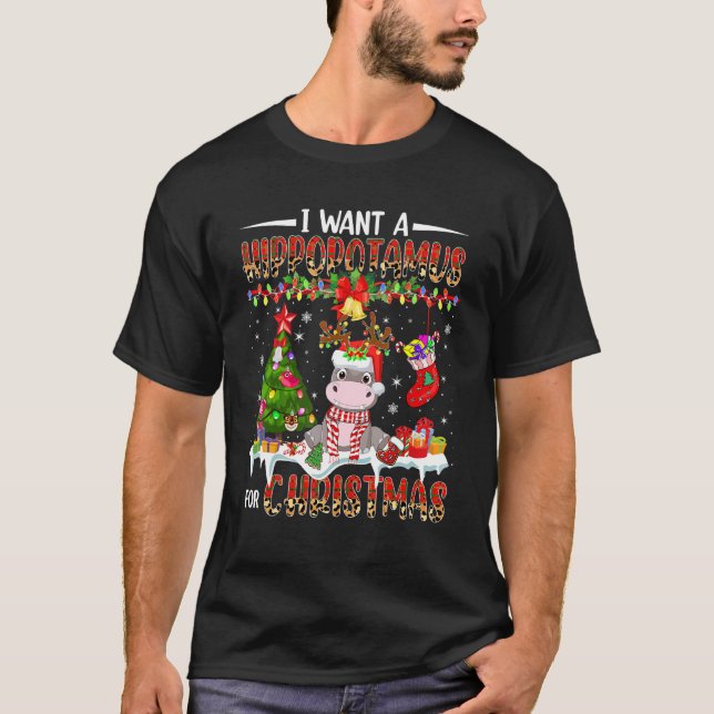 T-shirt I Want A Hippopotamus For Christmas Santa Reindeer (Devant)