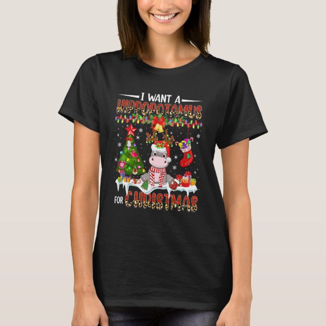 T-shirt I Want A Hippopotamus For Christmas Santa Reindeer (Devant)