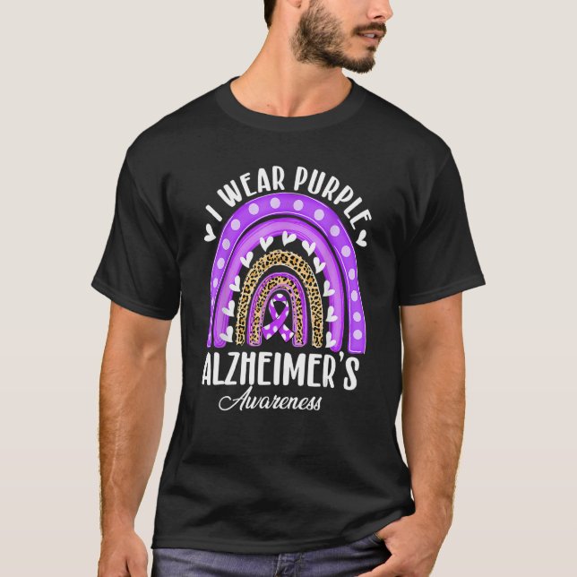 T-shirt I Wear Purple for Alzheimer's Awareness Heart Rain (Devant)