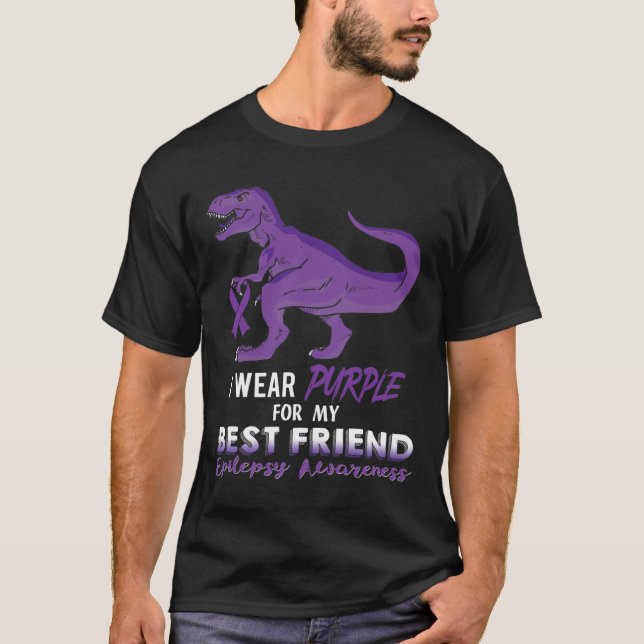 T-shirt I Wear Purple For Best Friend Dinosaur Epilepsy Aw (Devant)