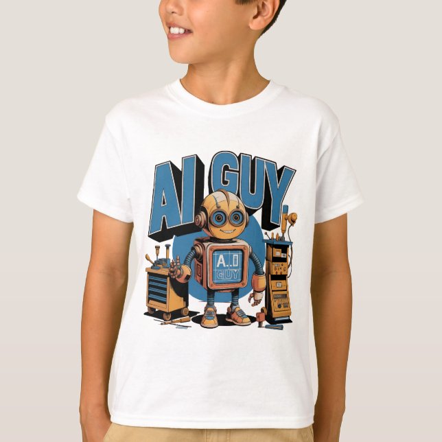 T-shirt IA Guy Robot joueur mécanique Sci fi (Devant)
