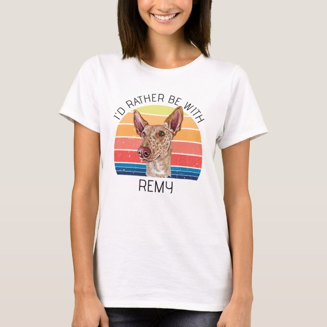 T-shirt Ibizan Hound Je préfère être avec personnalisation (Devant)