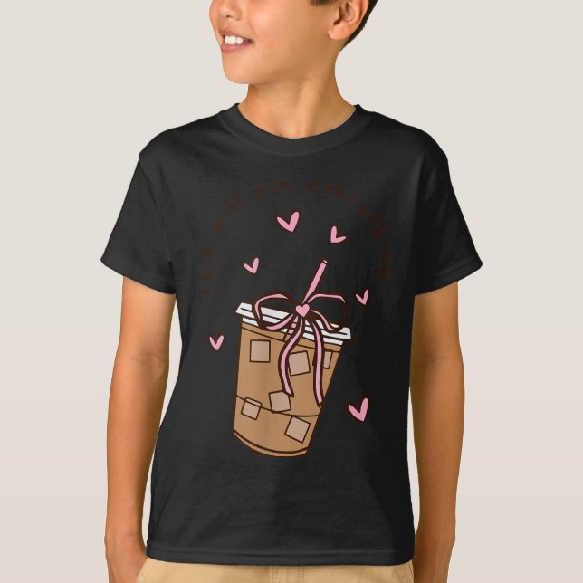 T-shirt Iced Coffee Quote Saying Sarcastic Nk Girly Bow He (Devant)
