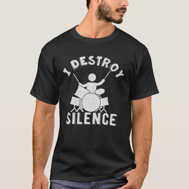 T-shirt Ich Destöre Silence Drum Set Drum Player (Devant)