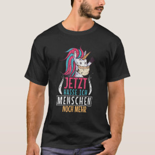 T-shirt Ich Hasse Menschen Unicorn Sarcasm Humour noir