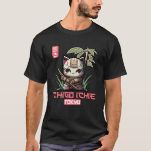 T-shirt Ichigo Ichie Chibi Kitten Samurai avec Cerry Blos