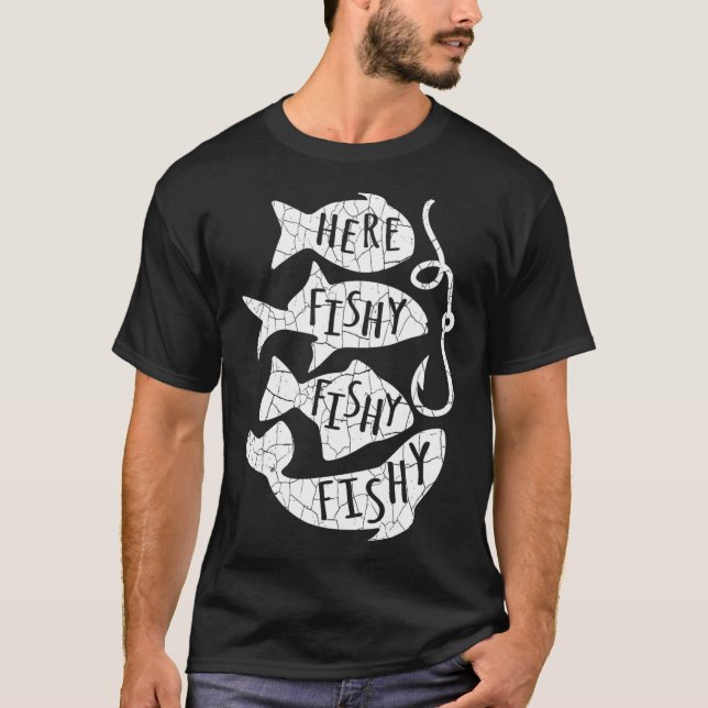 T-shirt Ici Poisson Poisson Drôle Cadeau Pour Les Amateurs (Devant)