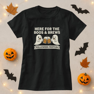 T-shirt Ici pour Boos & Brews Tee; Festival d'Halloween