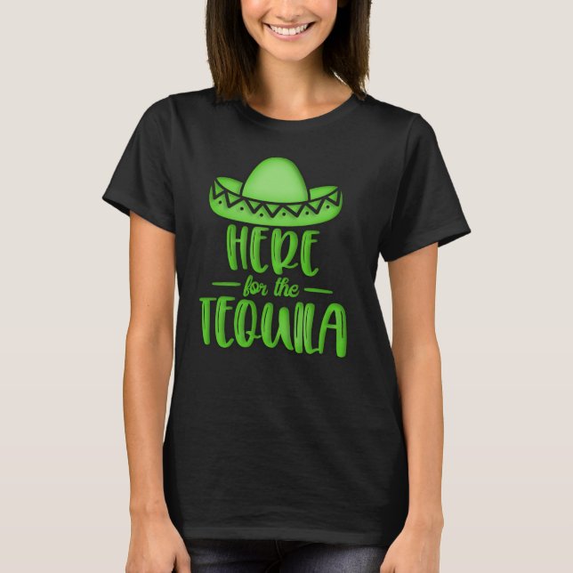 T-shirt Ici pour la Tequila Lime Neon Green Fiesta (Devant)