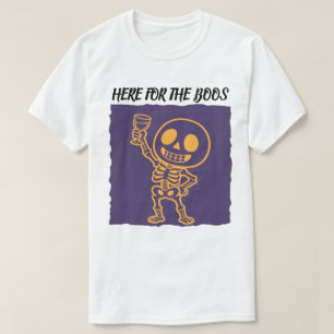 T-shirt Ici pour les Huées Squelette Drôle Halloween