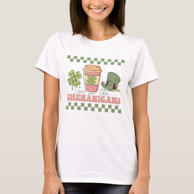 T-shirt Ici Pour Les Shenanigans - Café En Clover (Devant)