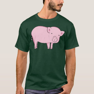 T-shirt Icône d'animal de cochon de dessin animé rose drôl