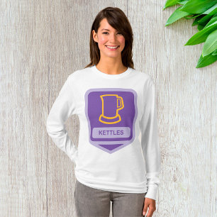 T-shirt Icône de bouilloires violettes et jaunes modernes
