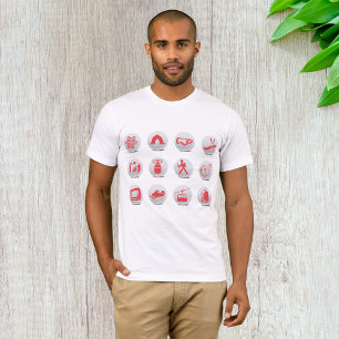 T-shirt Icône de sports d'hiver rouges et de camping
