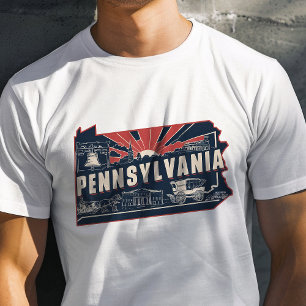 T-shirt Icône de voyage rétro de Pennsylvanie iconique gra
