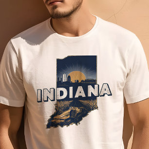 T-shirt Icône de voyage rétro graphique de l'Indiana