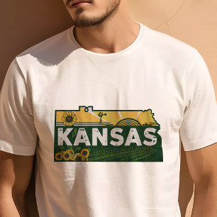 T-shirt Icône de voyage rétro graphique du Kansas