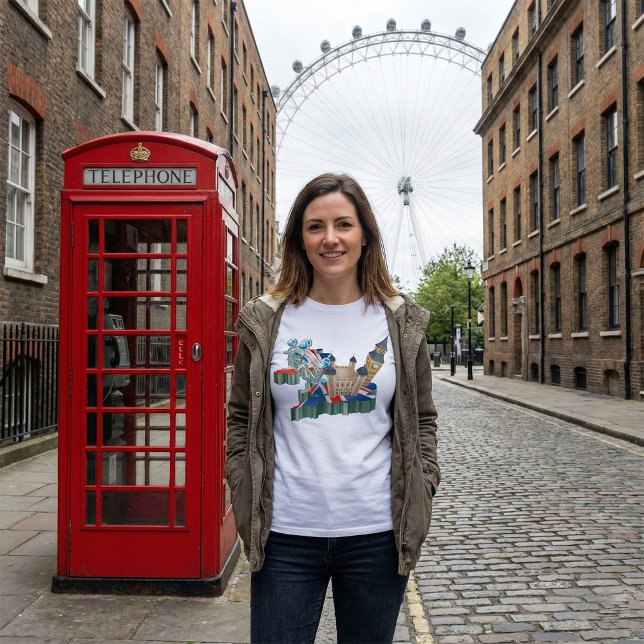 T-shirt Icone Londres Points de repère Carte Royaume-Uni V (Créateur téléchargé)