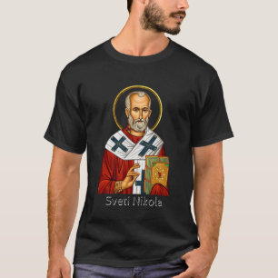 T-shirt icône orthodoxe serbe de lettre de saint Nicolas 