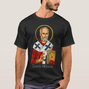 T-shirt icône orthodoxe serbe de lettre de Saint Nicolas 
