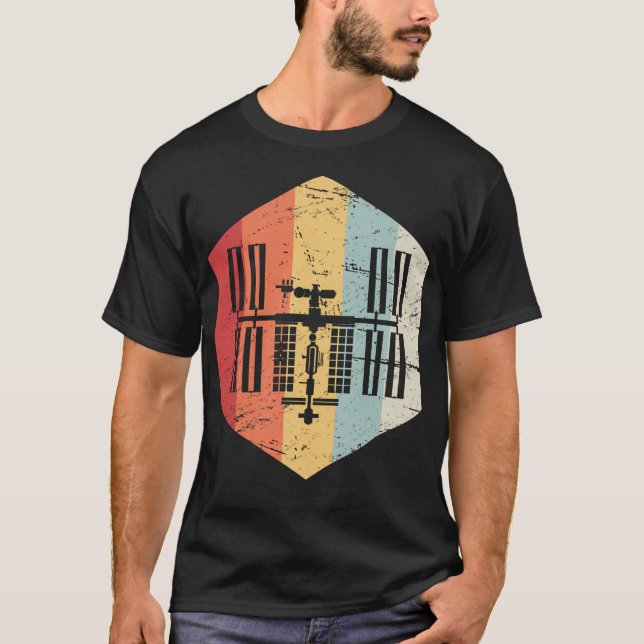 T-shirt Icône Retro Iss Station Spatiale Internationale (Devant)