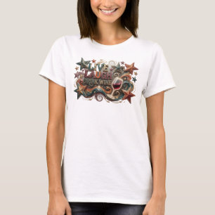 T-shirt Icône Rose LIVE LAUGH DRINK WINE Art à Porter