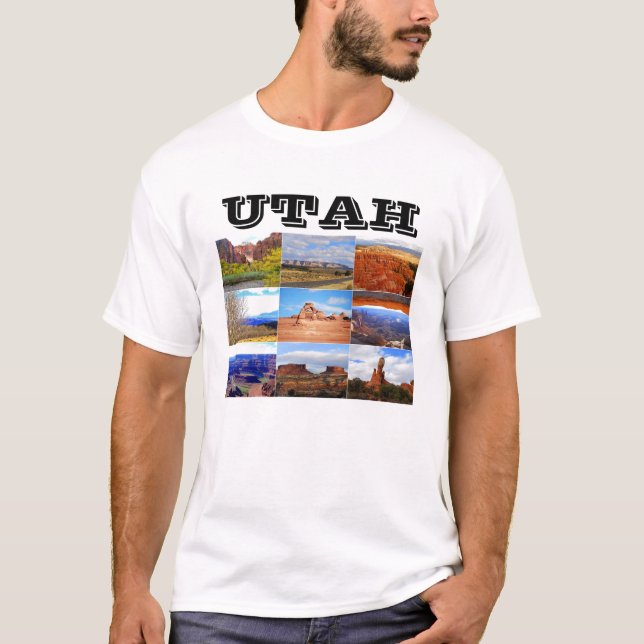 T-shirt Icônes de collage de paysage de l'Utah (Devant)