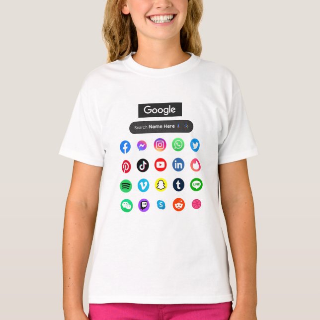 T-shirt Icônes de médias sociaux tendance Google barre de  (Devant)
