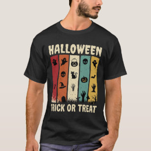 T-shirt Icônes effrayantes de trick or treat Halloween rét
