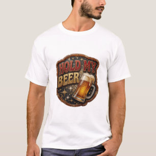 T-shirt Icônique Texte 3D HOLD MY BEER Art