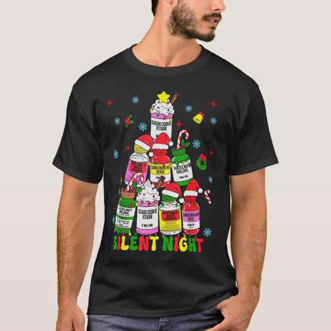 T-shirt Icu Nurse Silent Night Profol Christmas Tree Merry (Devant)