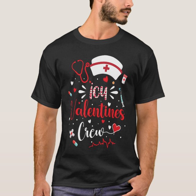 T-shirt ICU Valentines Nurse Crew Cute Valentines Day ICU  (Devant)