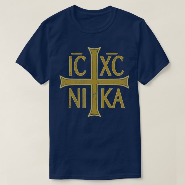 T-shirt ICXC NIKA Christogram Cross Christian Dis (Design devant)