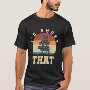 T-shirt Id Fumée Amusante Viande De Porc Lover Bbq Gif