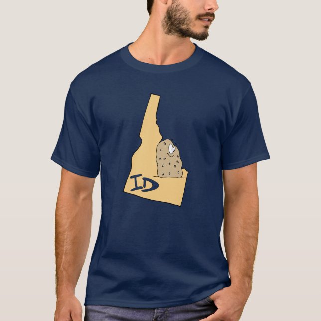 T-shirt Idaho ID Map & Idaho Potato Spud Cartoon Moto Bab (Devant)