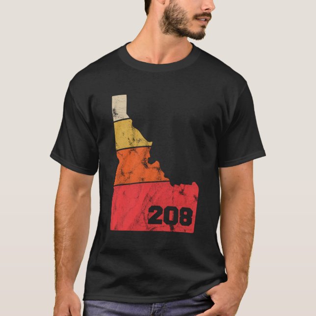 T-shirt Idaho Retro Carte Locale Code Coeur 208 (Devant)