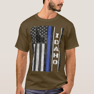 T-shirt Idaho Thin Blue Line Police Week T USA Drapeau cad