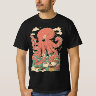 T-shirt Idée-cadeau de Fête des pères de poulpe au calmar