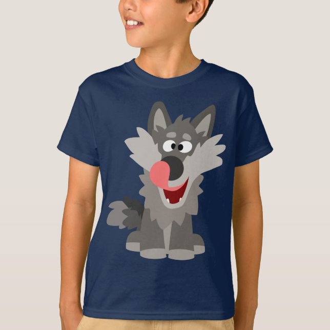 T-shirt idiot mignon d'enfants de loup de bande (Devant)